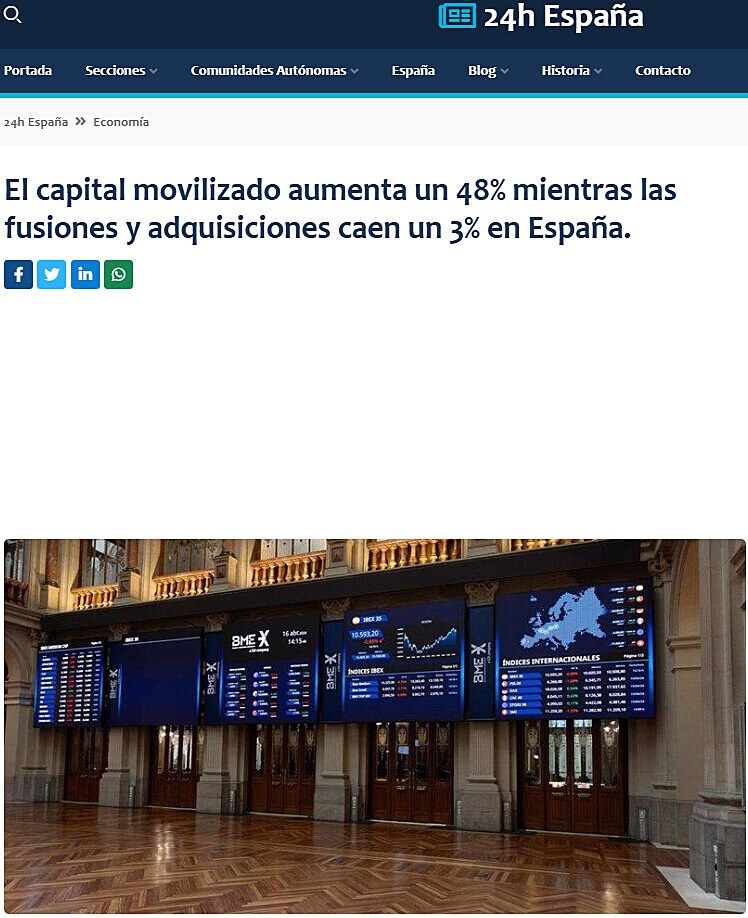 El capital movilizado aumenta un 48% mientras las fusiones y adquisiciones caen un 3% en Espaa.